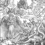 Auslegung der Apokalypse nach Berry: Bild von A. Dürer: Die mit der Sonne bekleidete Frau und der siebenköpfige Drache