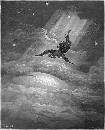 Satan wird auf die Erde geschleudert: Sturz des Luzifer, Illustration von Gustave Doré